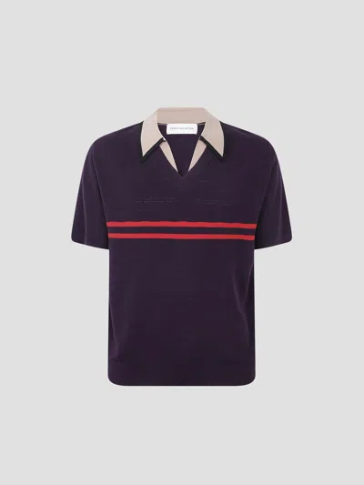 Dries Van Noten Mini Polo With Unique Fabric Blend In Blue