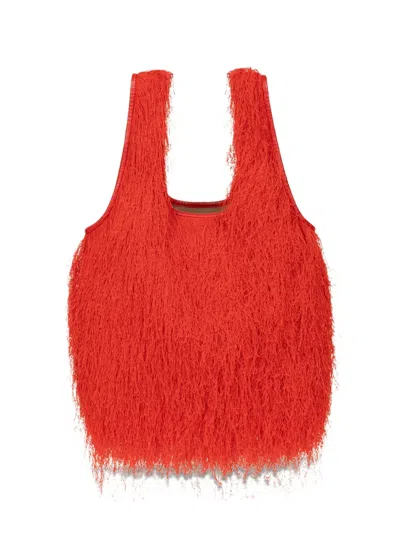 Dries Van Noten Mini Ruffled Tote Bag In Red