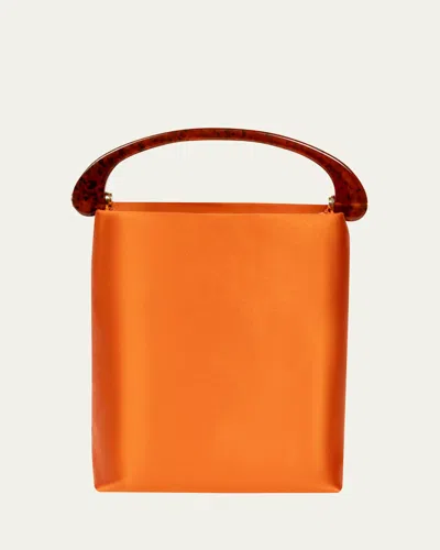 Dries Van Noten Mini Slim Satin Top-handle Bag In Orange