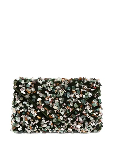 Dries Van Noten Mini Stone-embellished Envelope Bag In Green