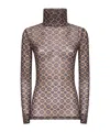 Dries Van Noten Women Mesh Top With Brown Mini Tie Print In Brown