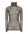 Dries Van Noten Geometric Pattern Turtleneck Long Sleeve Sweater In Green