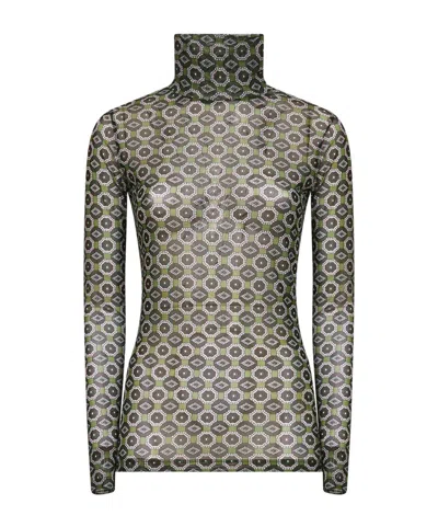 DRIES VAN NOTEN MINI TIE PRINT MESH TOP