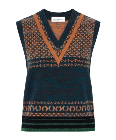 Dries Van Noten Minimal Knit Vest In Multi