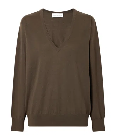 Dries Van Noten Minimal Wool Sweater In Brown
