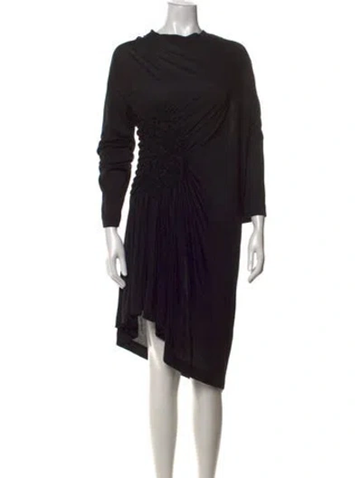 Pre-owned Dries Van Noten Mock Neck Knee-length Dress In Black