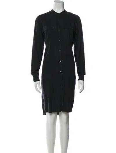 Pre-owned Dries Van Noten Mock Neck Knee-length Dress In Gray