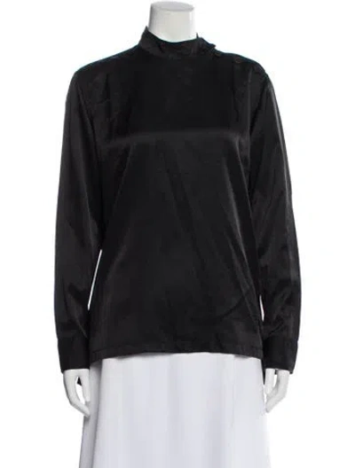 Pre-owned Dries Van Noten Mock Neck Long Sleeve Blouse In Blue