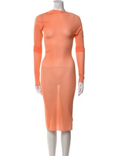Pre-owned Dries Van Noten Mock Neck Midi Length Dress In Orange