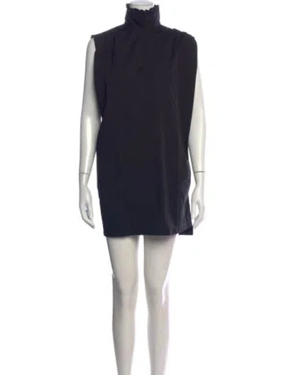 Pre-owned Dries Van Noten Mock Neck Mini Dress In Black