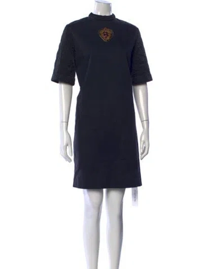 Pre-owned Dries Van Noten Mock Neck Mini Dress In Blue