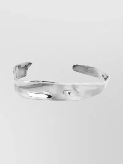 Dries Van Noten Modern Open Cuff Bracelet Textured Surface In Metallic