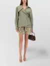 Dries Van Noten Modern Wrap Shirt Large Collar In Green