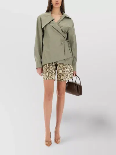 Dries Van Noten Modern Wrap Shirt Large Collar In Green