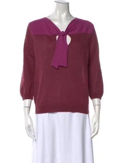 Pre-owned Dries Van Noten Mohair Colorblock Pattern Sweater In Purple