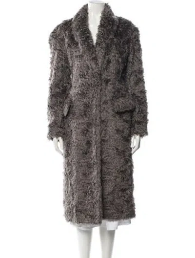 Pre-owned Dries Van Noten Mohair Faux Fur Coat In Gray
