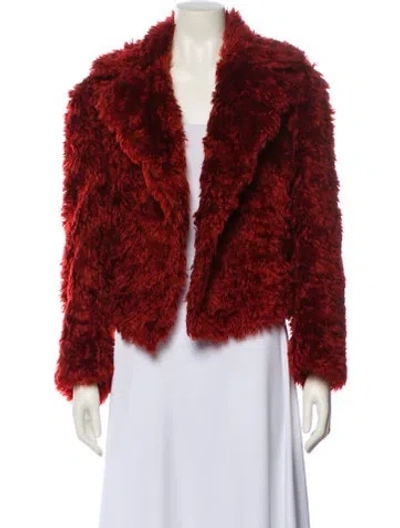 Pre-owned Dries Van Noten Mohair Faux Fur Jacket In Red
