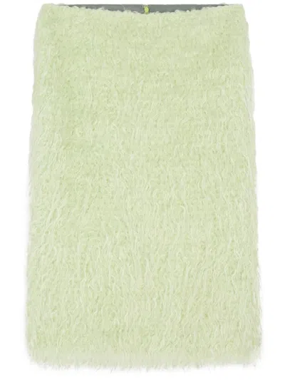 Dries Van Noten Mohair Pencil Skirt In Green