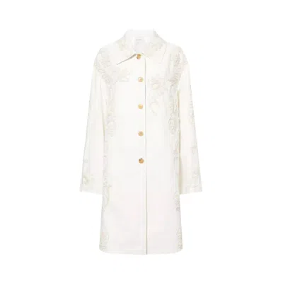 Pre-owned Dries Van Noten Monocolour Matador Embroidery Coat 'off White' | Women's Size M