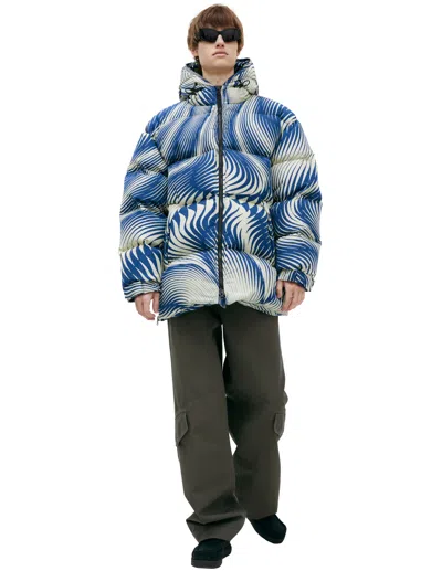 Dries Van Noten Monoprint Down Jacket In Blue