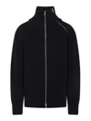 Dries Van Noten Full Zip Turtleneck Sweater With Shoulder Detail In Black