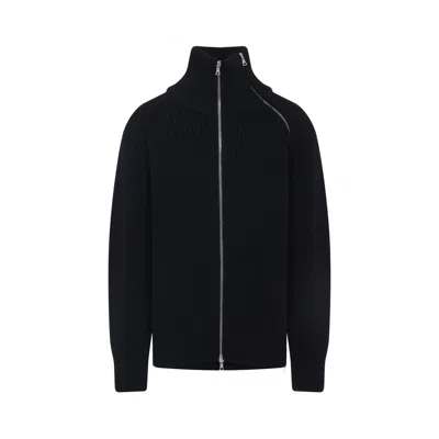 Dries Van Noten Monty Bis Black Wool Pullover In Blue