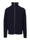 Dries Van Noten Gerippter Pullover Mit Reissverschluss In Blue