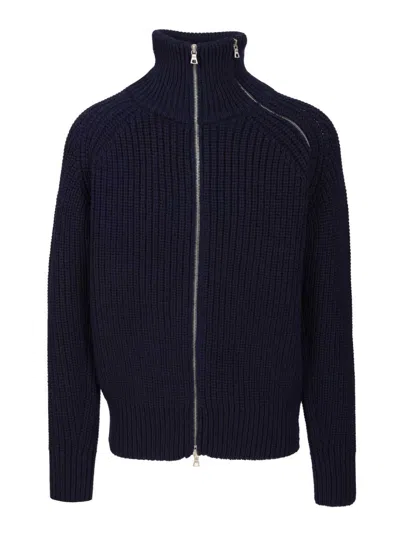 DRIES VAN NOTEN MONTY BIS ZIP- UP CARDIGAN KNITWEAR BLUE