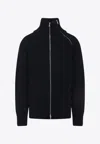 Dries Van Noten Black Wool Zip-up Cardigan In Blue