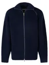 Dries Van Noten Men Zippered Wool Sweater In Blue