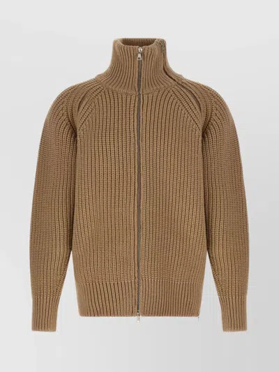 DRIES VAN NOTEN "MONTY" HIGH COLLAR RIBBED TEXTURE SWEATER