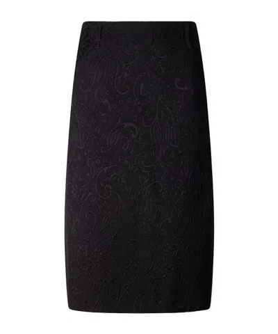 Dries Van Noten Paisley Motif Matelassé Jacquard Midi Skirt In Black