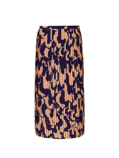 Dries Van Noten Motif Printed Pleated Midi Skirt In Multi