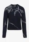 Dries Van Noten Mouche Crew Neck Knite With Motif Knitwear Blue In Blue