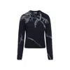 Dries Van Noten Mouche Crew Neck Knite With Motif Knitwear Blue In Blue