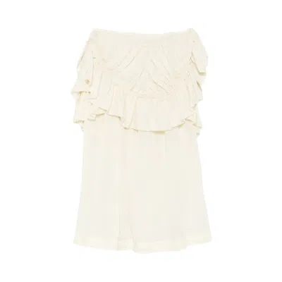 Pre-owned Dries Van Noten Mousseline Ramie Skirt 'ivory' | Cream | Women's Size 36 In White