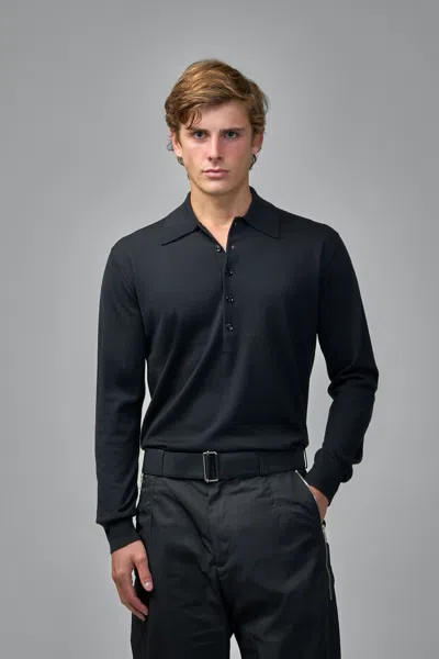 Dries Van Noten Muano Wool Polo In Black