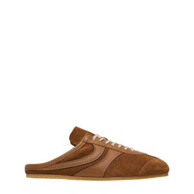 Dries Van Noten Suede Mules Rubber Sole Stitch Detailing In Brown