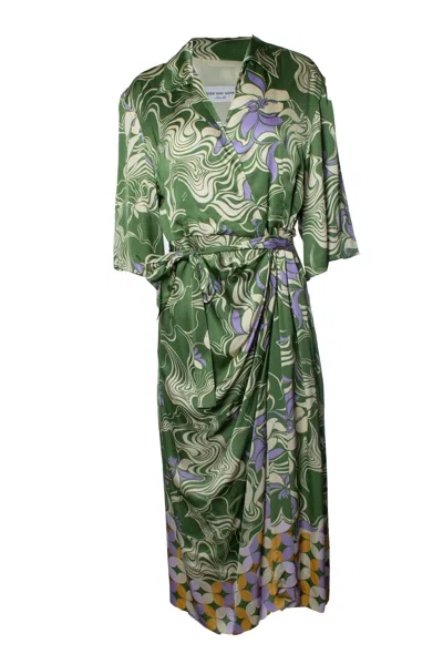 Dries Van Noten , Multi Green Dakola Wrap Dress