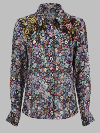Dries Van Noten Glass Kaleidoscope Shirt Beaded Floral Pattern In Multi