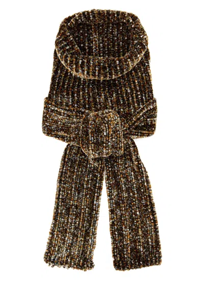 Dries Van Noten Multicolor Chenille Scarf In White