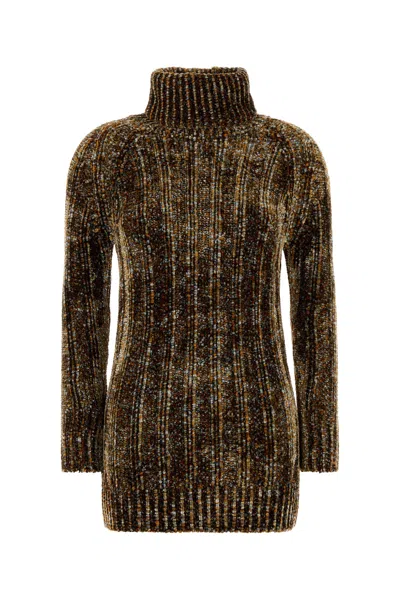 Dries Van Noten Multicolor Chenille Tagic Sweater Dress In White