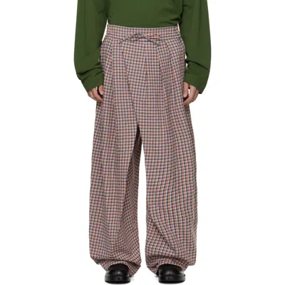 Dries Van Noten Multicolor Draped Cotton Trousers In Brown