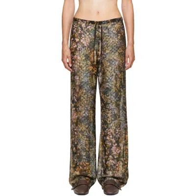 Dries Van Noten Multicolor Elasticated Jacquard Trousers In Nude