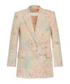 Dries Van Noten Basti Blazer With Embroidered Floral Pattern In Nude