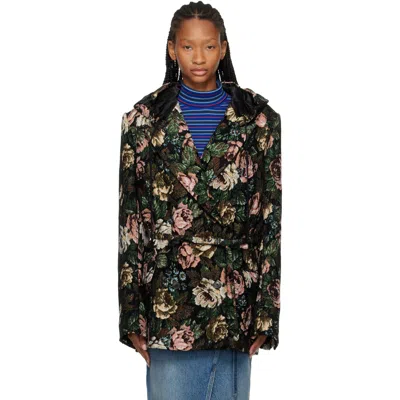Dries Van Noten Multicolor Hooded Floral Peacoat