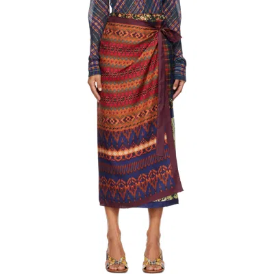 Dries Van Noten Multicolor Long Wrap Scarf Midi Skirt In 976-dessin B