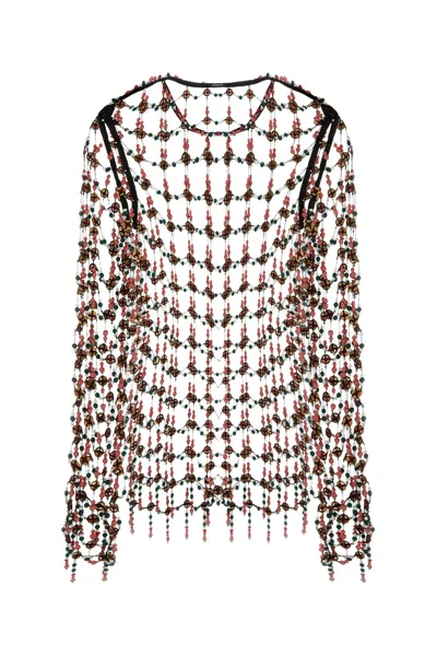 Dries Van Noten Multicolor Mesh Connu Top In White