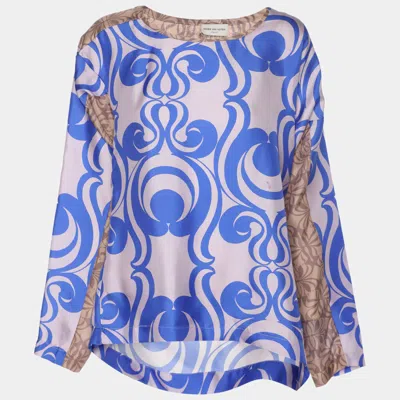 Dries Van Noten Multicolor Printed Silk Blouse In Blue