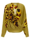 Dries Van Noten Camiel Leopard Orchid Print Faux Wrap Top In Multicolor